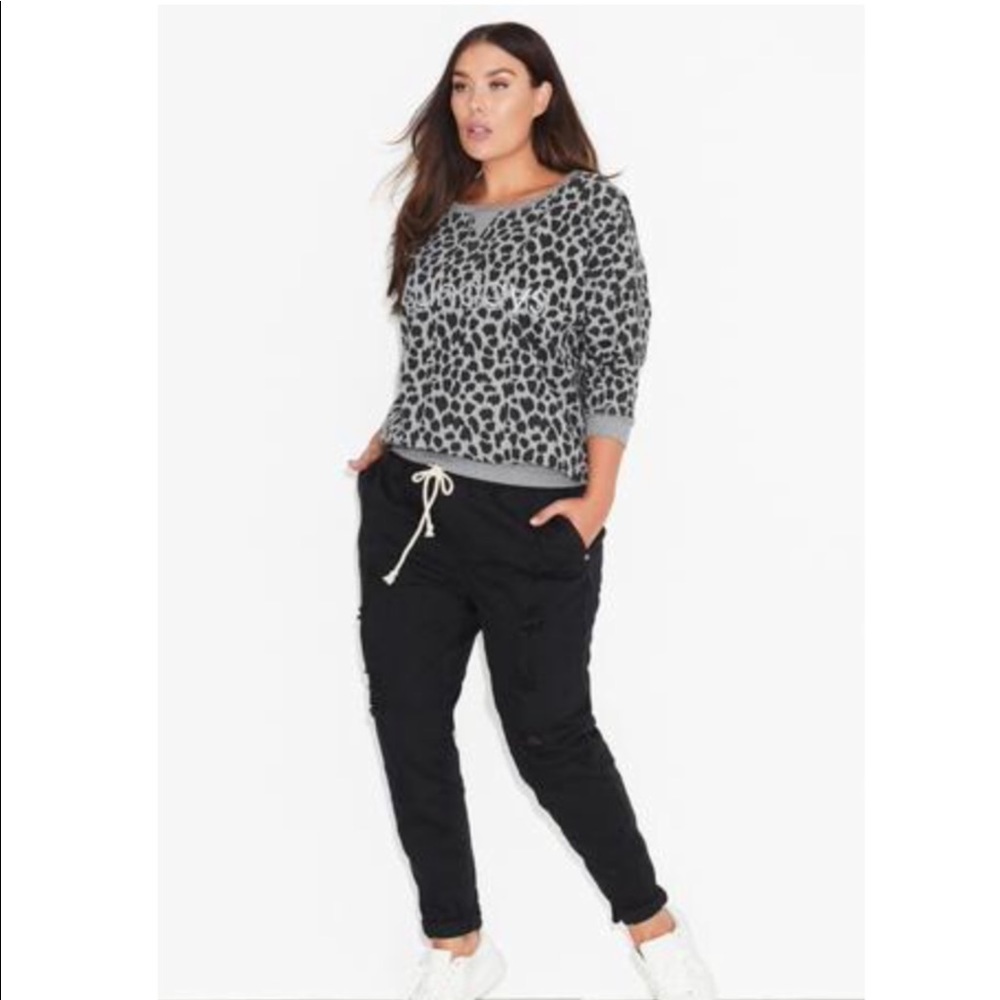 New Warpaint joggers in black slashed denim 18 20 nwt